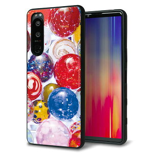 au Xperia 5 III SOG05 ケース カバー 背面 ガラス TPU デザイン ガラプリ 【MA935 ヨーヨー】 印刷 光沢 MMLM