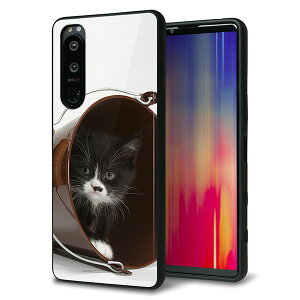 au Xperia 5 III SOG05 �P�[�X �J�o�[ �w�� �K���X TPU �f�U�C�� �K���v�� �yVA800 �l�R�ƃo�P�c�z ��� ���� MMLM