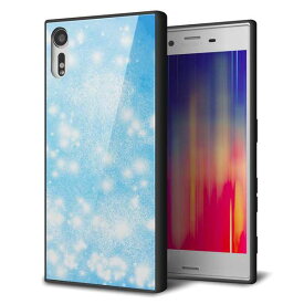 Xperia XZs SOV35 au エクスペリアXZs ケース カバー 背面 ガラス TPU デザイン 【 YJ289 デザイン　ブルー 】 ガラプリ スマホケース 携帯ケース メール便送料無料