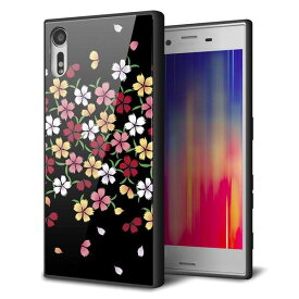 Xperia XZs SOV35 au エクスペリアXZs ケース カバー 背面 ガラス TPU デザイン 【 YJ323 和柄　なでしこ 】 ガラプリ スマホケース 携帯ケース メール便送料無料