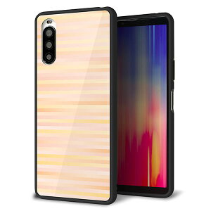 au Xperia 10 II SOV43 ケース カバー スマホケース 背面 ガラス TPU ガラプリ 【グラデーションボーダー_オレンジ】 MMLM