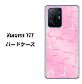SIMフリー Xiaomi 11T ハードケース カバー 【1342 かくれハート ピンク UV印刷 素材クリア】