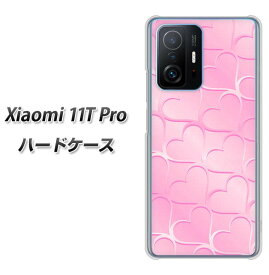 SIMフリー Xiaomi 11T Pro ハードケース カバー 【1342 かくれハート ピンク UV印刷 素材クリア】