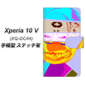 SIMフリー Xperia 10 V XQ-DC44 手帳型 スマホケース カバー 【ステッチタイプ】【YJ211 逆さ マリリンモンロー おしゃれ UV印刷】