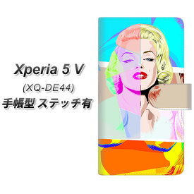 SIMフリー Xperia 5 V XQ-DE44 手帳型 スマホケース カバー 【ステッチタイプ】【YJ210 マリリンモンロー おしゃれ UV印刷】