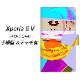 SIMフリー Xperia 5 V XQ-DE44 手帳型 スマホケース カバー 【ステッチタイプ】【YJ211 逆さ マリリンモンロー おしゃれ UV印刷】