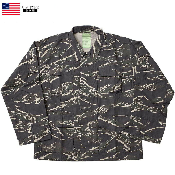 楽天市場】米軍タイプ BDUジャケット ブラックタイガーカモ リップス 