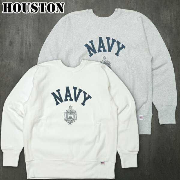 25%OFF！■HOUSTON ヒューストン #22311 長袖 U.S.コットンスウェット『USNA』 トレーナー メンズ 男性 トップス ロングスリーブ カジュアル アメカジ USNA 春 秋 冬 裏起毛