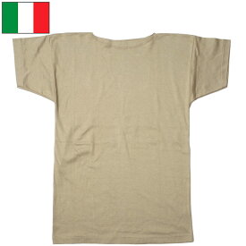 1点ならメール便可 イタリア軍 MM ボートネック 半袖Tシャツ サンドベージュ デッドストック JT060NN コットン 厚手 ショートスリーブ カジュアル 実物ミリタリー 軍物 軍モノ 未使用品