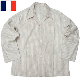 フランス軍 1950 フランネル パジャマシャツ JS134NN HM ホスピタルミリタリー フレンチアーミー スリーピングシャツ ルームウェア 部屋着 ストライプ 縦縞 ネルシャツ 実物軍用放出品 実物ミリタリー 軍モノ 軍物