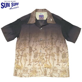 ノベルティープレゼント SUNSURF サンサーフ #SS39129 半袖 レーヨン アロハシャツ SUN SURF×河鍋暁斎 スペシャルエディション『画鬼 狂斎』 メンズ 男性 ハワイアンシャツ 夏 トップス オープンシャツ ショートスリーブ