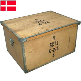 ノベルティープレゼント デンマーク軍 ウッドボックス ラージ USED #1 BX095NN BOX 木箱 コンテナ 収納ケース ストック ガレージ インテリア ディスプレイ ナチュラルカラー 実物ミリタリー 軍物 軍モノ