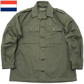 オランダ軍 HBT ジャケット オリーブ デッドストック ブルゾン 上着 薄手 ヘリンボーンツイル コットン ワークウェア ワーカー 実物ミリタリー 軍物 軍モノ