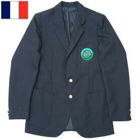 フランス ミリタリースクール ブレザー ネイビー 2ボタン USED JJ325NN 制服 テーラードジャケット 上着 シングル 紺 2釦 メタルボタン 男性 メンズ 秋 冬 春 実物 本物