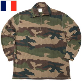 フランス軍 プルオーバー フリースシャツ CCEカモ デッドストック JS188NN ハーフジップ 防寒インナー ジャケット アウター 保温 カモフラージュ柄 迷彩柄 仏軍 フレンチアーミー 実物ミリタリー 軍物 軍モノ メンズ 男性