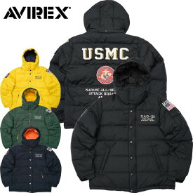 ノベルティープレゼント AVIREX アビレックス #7832253001 USMC クラシック ダウンジャケット ミリタリー メンズ 男性 アウター ブルゾン アヴィレックス 秋 冬 防寒 フード ワッペン