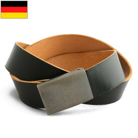 ドイツ軍 レザーベルト USED SB001UN メンズ 穴無し バックルベルト トラウザーズベルト 紳士用 本革ベルト バックルベルト ヴィンテージ アンティーク