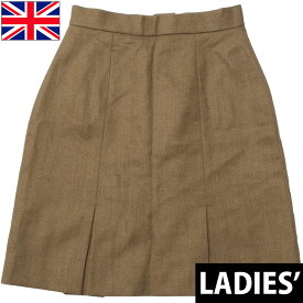 1点ならメール便可 イギリス軍 ドレススカート ブラウン USED レディース女性 大きめ 膝下丈ミディ丈 チャックジッパー着脱 裏地あり