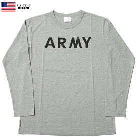 1点ならメール便可 米軍タイプ ARMY 長袖Tシャツ グレー 新品メンズ プリントTシャツ ティーシャツ ロゴT ミリタリーTシャツ アーミーTシャツ ロングスリーブ ロンT ロングTシャツ