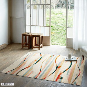���̗l�ɃJ���t���ȃ��C�����Ƀ~�b�L�[���B��Ă��郉�O Mickey/Candy line RUG �~�b�L�[ �L�����f�B�[���C�����O �I�����W 90×130cm