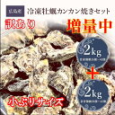 【お得すぎる　2kg＋2kg　計4kg】小ぶり【広島産冷凍牡蠣カンカン焼きセット 2kg(目安35〜43個入）】 小さめ　殻付き 牡蠣 牡蛎 牡蠣 カキ ガンガン BBQ ギフト バーベキュー　牡蠣ワン　準グランプリ