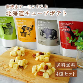 北海道 キューブポテト 4種 スナック 御中元 お中元 ナッツ おやつ セット ギフト お祝い 2024 プレゼント メール便 送料無料 こだわり 食品ギフト おつまみ うす塩 トリュフ ハーブ チーズ ブラックペッパー