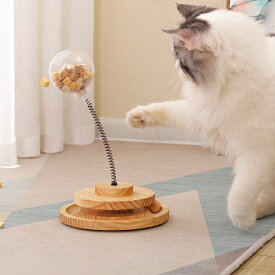 猫おもちゃ ボール 猫 おもちゃ 給餌ボール 猫のおもちゃ 遊ぶ盤 回転ボール 給餌 おもちゃ 猫ひとりで游べるおもちゃ 運動不足 猫 ストレス解消 知育玩具（木製）