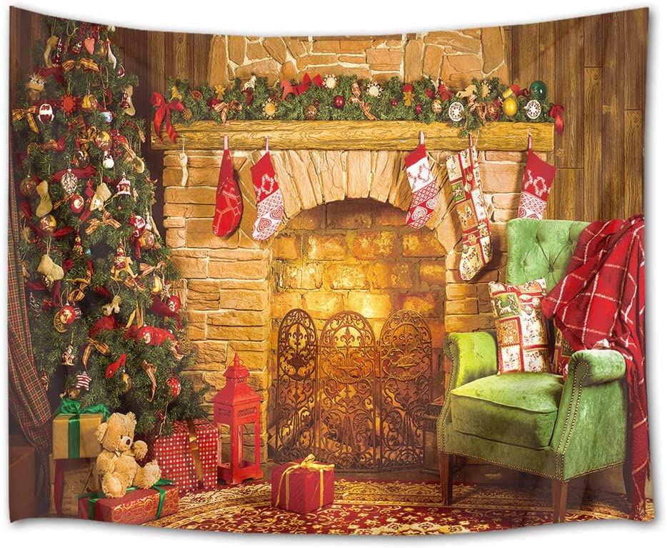 楽天市場】クリスマス飾り物 タペストリー 暖炉 おしゃれ壁掛け 装飾布