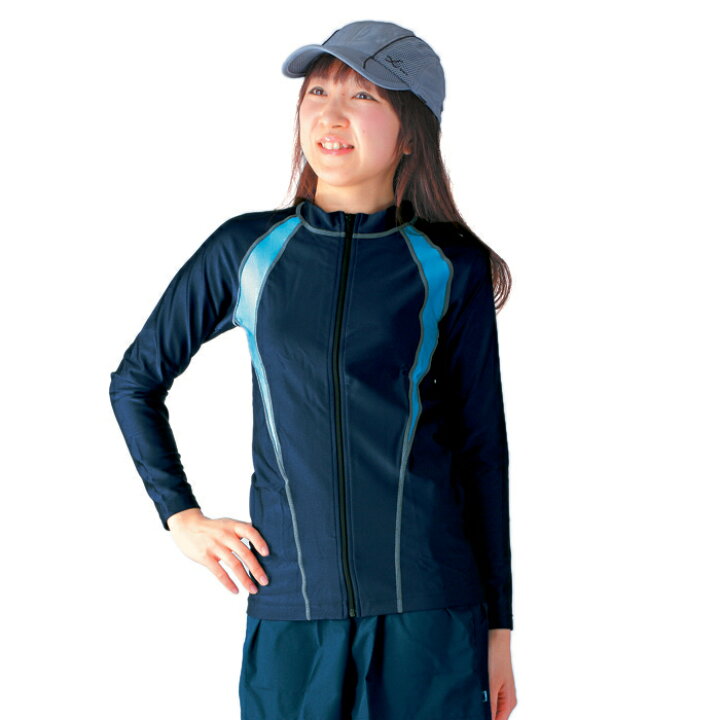【あす楽】(パケット便送料無料)FOOTMARK スクール水着 ラッシュガード シャインガード フットマーク フルジップ 101582 女子 120〜LL Sealass フットマーク 101582 生徒用シャインガード(フルジップ) 120 サックス