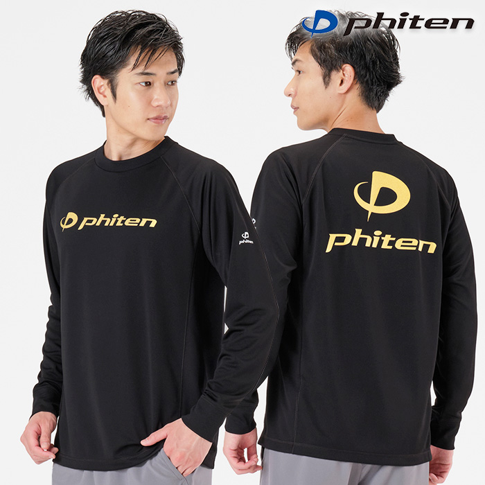 快適な着ごこちのスポーツTシャツ パケット便送料無料 Phiten ファイテン RAKUｼｬﾂSPORTS SMOOTH DRY ロゴ金 ブラック JF354--- 長袖 通販激安 割引クーポン