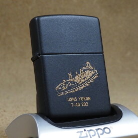 Zippo：1998年製　USNS YUKON T-AD 202　ミリタリー軍艦　　ジッポーライター 【現品のみ】 【ミリタリー】【海軍】【空母】 【ブラック】【マット】【中古】【USA】【ジッポ】【プレゼント】