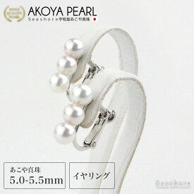 【お買い物マラソンポイント5倍】 パール 3連 ライン イヤリング【5.0-5.5mm】SV925 3珠 保管用グレーケース付 両耳用 アコヤ あこや 真珠 アクセサリー シンプル レディース おしゃれ かわいい プレゼント Seashore シーショア【送料無料】（5599）