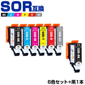 SOR-6CL ソリ【7本セット】6色+黒1本 エプソン用 互換インク 純正同等容量 対応プリンター：EP-50V (SOR SOR-6CL SOR-BK SOR-C SOR-M SOR-Y SOR-R SOR-GY SORBK SORC SORM SORY SORR SORGY EP-50V EP50V)