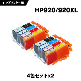 HP920黒(CD971AA) HP920XLシアン(CD972AA) HP920XLマゼンタ(CD973AA) HP920XLイエロー(CD974AA) お得な4色セット×2 ヒューレット・パッカードプリンター互換インクカートリッジ残量表示機能付HP920 HP920XL HP920BK HP920XLC HP920XLM HP920XLY