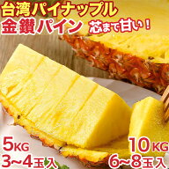 台湾パイナップル 金鑚パイン 5kg 10kg 箱｜高糖度17度以上・完熟栽培・芯まで食べられる甘熟果実・芳醇…
