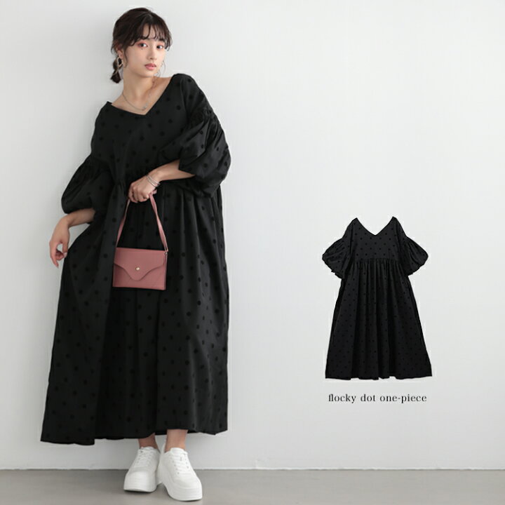 flocky dot one piece フロッキードットワンピース（セール 