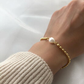 ブレスレット パールブレスレット ボールチェーン ドットチェーン 淡水パール パール アクセサリー シンプル 真鍮 カジュアル デイリー きれいめ プレゼント ギフト dotチェーン淡水パールシリーズ