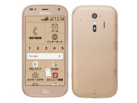 【中古】A＋ランク 【未使用に近い】 SIMロック解除済み 元docomo ラクラクスマートフォン me F-01L ゴールド 本体のみ　ネットワーク利用制限ー(白ロム)　送料無料