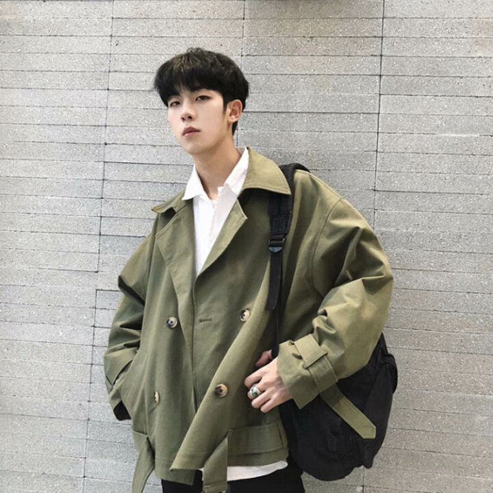 楽天市場】スプリングコート トレンチコート ショート丈 コート メンズ  