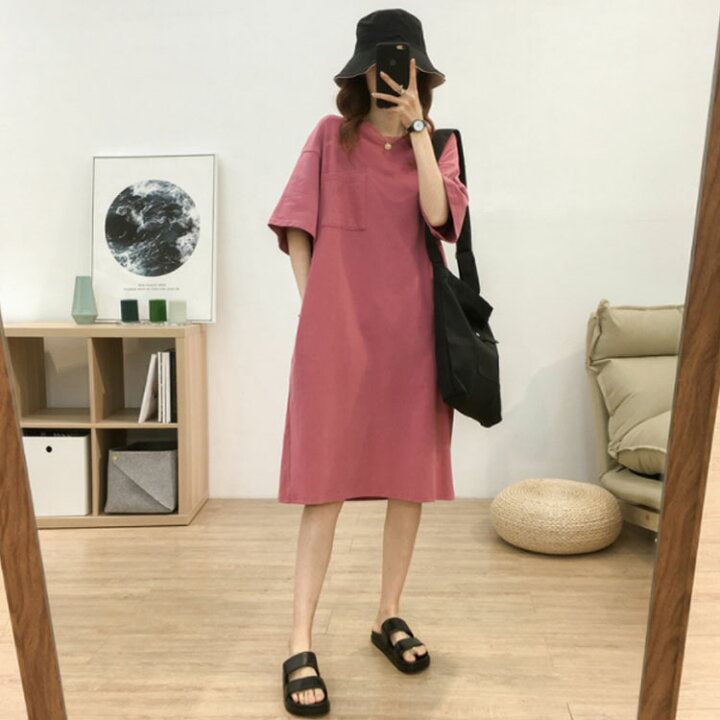 楽天市場 Tシャツワンピース 半袖 ロング丈 レディース 体型カバー ゆったり ポケット付き ワンピース ロングワンピース カジュアル 夏服 夏ワンピース送料無料 Amoremio 楽天市場店