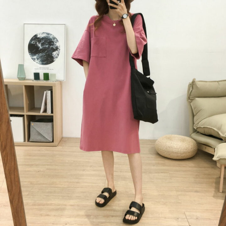 楽天市場 Tシャツワンピース 半袖 ロング丈 レディース 体型カバー ゆったり ポケット付き ワンピース ロングワンピース カジュアル 夏服 夏ワンピース送料無料 Amoremio 楽天市場店