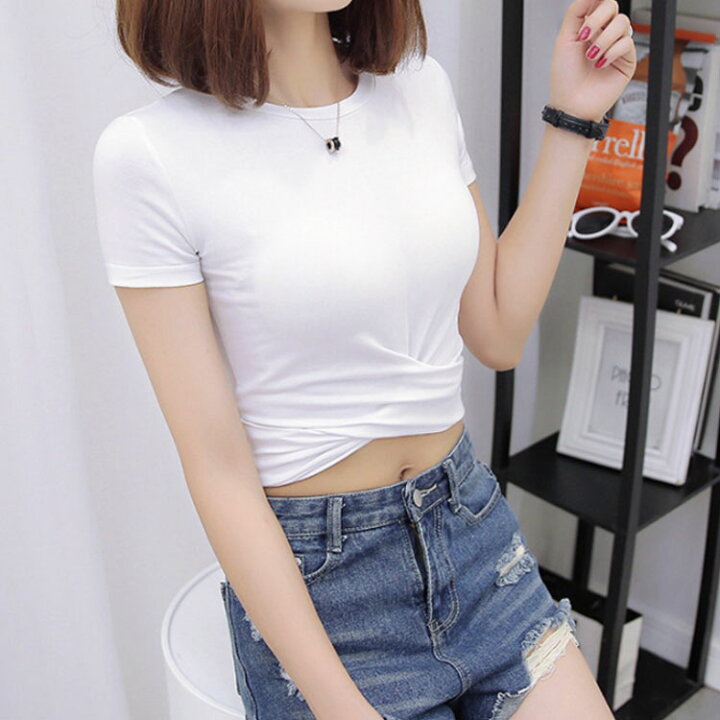 楽天市場】全2タイプ×5サイズ！tシャツ レディース ショート丈 半袖t 