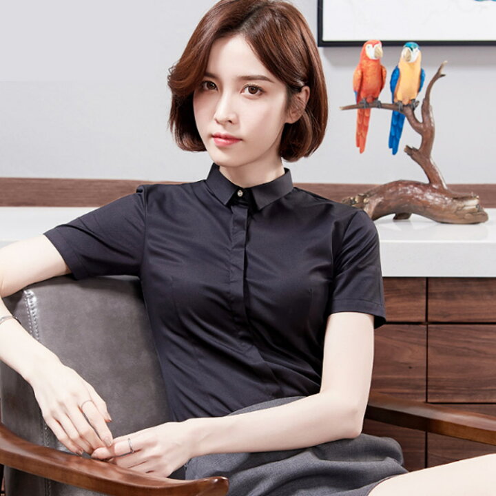 楽天市場 Xs 4xlサイズ シャツ ブラウス スーツインナー ワイシャツ 半袖シャツ 半袖 Yシャツ 面接 就職 通勤 仕事着 ビジネス フォーマル シンプル 無地 大きサイズ おしゃれ 女性 レディース 春 夏送料無料 Amoremio 楽天市場店