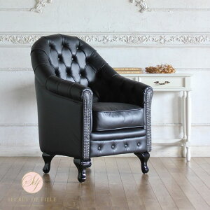 チェスターフィールド ソファ 一人掛け アンティーク風 家具 ヨーロピアン クラシックソファ ハイバック おしゃれ ヴィンテージ レトロ 背もたれ 英国 書斎 | 椅子 レザーソファ 一人掛けソ