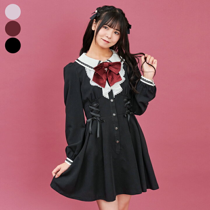 楽天市場 ウエストレースアップラッフルワンピース 10 18 12 00 ピンク ワイン再入荷 9 29 18 00 再入荷 8 30 18 00 クロ再入荷 8 23 18 00 販売スタート 22aw Collection Secrethoney シークレットハニー シーハニ Secret Honey