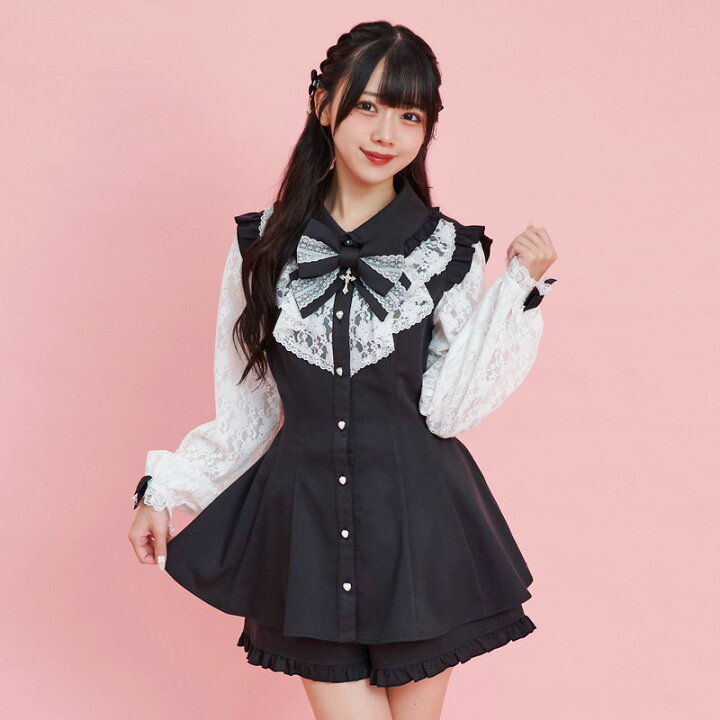 楽天市場】ラッフル袖レース長袖セットアップ11/1 12:00 ピンク  