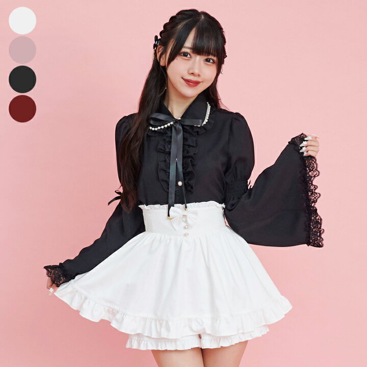 楽天市場】☆パール襟フレア袖ブラウス1/17 18:00 再マークダウン9/27  