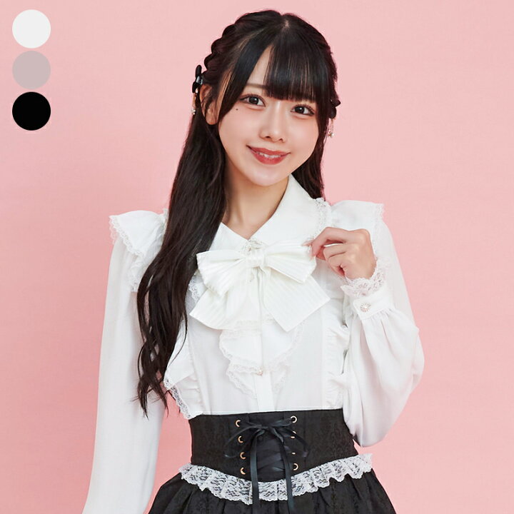 楽天市場】ラッフル×フリルブラウス10/31 12:00 ホワイト・クロ 再入荷  