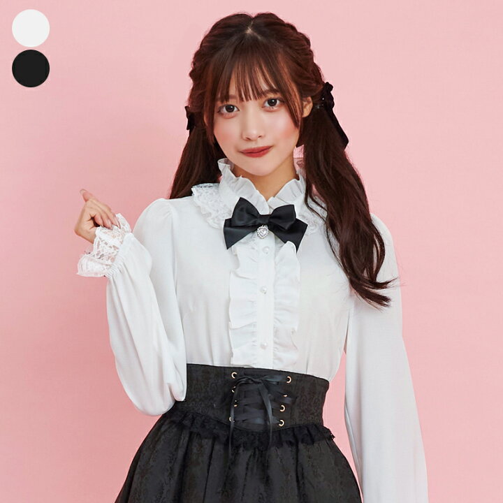 楽天市場】☆スタンドレースフリルミニリボンブラウス1/17 18:00 再 