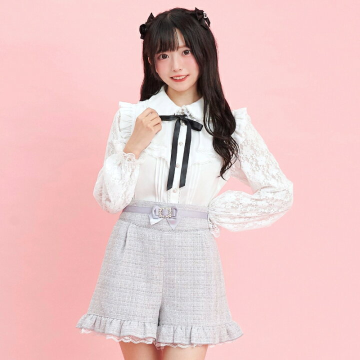 楽天市場】袖レースラッフルブラウス12/6 12:00 新色Lホワイト販売  